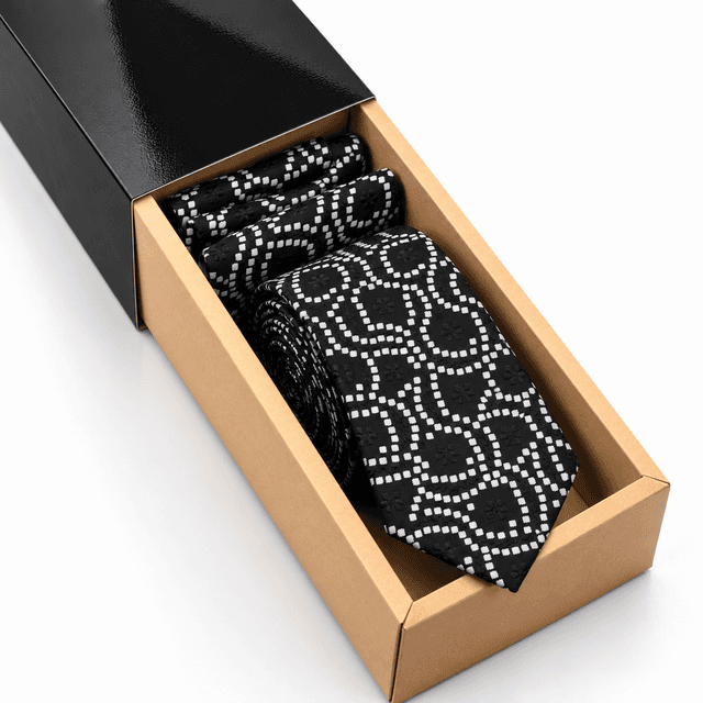 کراوات – مشکی سفید – طرح هندسی – ژاکارد – 819